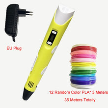 Load image into Gallery viewer, 3D Printing Pen 3D Pen OLED Display With 12 Color PLA/ABS Filaments 3D Drawing Printer For Kids/Adults Creative Design Drawing
