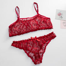 Load image into Gallery viewer, 1 Set Sexy Lingerie Floral Dot Lace Women's Bikini Bra T-back G-string Underwear
