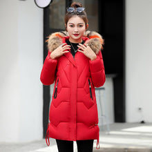 Load image into Gallery viewer, Winter Down Cotton Coat Women Hooded Fur Collar Medium Long Slim Thick Large Size Jacket
