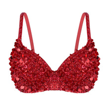 Load image into Gallery viewer, Women's Tribal Glitter Sparkle Belly Dance Beaded Sequined Bra Top
