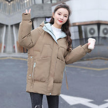 Load image into Gallery viewer, Autumn Winter Thicken Warm Parka Women Solid Color Loose Puffer Big Pocket Hooded Coat Jackets Outwear
