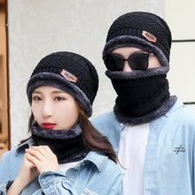 Load image into Gallery viewer, 3pcs/set Fashion Knitted Hat Men Women's Winter 2021 Hats With Scarves And Touch Screen Gloves Thick Warm Beanie Hat Men Caps
