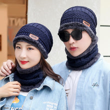 Load image into Gallery viewer, 3pcs/set Fashion Knitted Hat Men Women's Winter 2021 Hats With Scarves And Touch Screen Gloves Thick Warm Beanie Hat Men Caps

