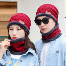 Load image into Gallery viewer, 3pcs/set Fashion Knitted Hat Men Women's Winter 2021 Hats With Scarves And Touch Screen Gloves Thick Warm Beanie Hat Men Caps

