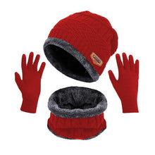 Load image into Gallery viewer, 3pcs/set Fashion Knitted Hat Men Women's Winter 2021 Hats With Scarves And Touch Screen Gloves Thick Warm Beanie Hat Men Caps
