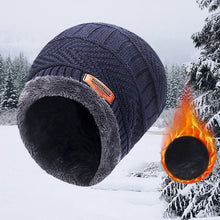 Load image into Gallery viewer, 3pcs/set Fashion Knitted Hat Men Women's Winter 2021 Hats With Scarves And Touch Screen Gloves Thick Warm Beanie Hat Men Caps
