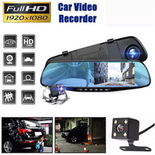 Load image into Gallery viewer, 24H HD 1080P Dash Camera Dual Lens Video Recorder 1080PCycle Dashcam Mirror Driving Recorder  4.3In Dash Cam Car DVR
