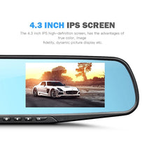Load image into Gallery viewer, 4.3In Dash Cam Car DVR 24H HD 1080P Dash Camera Dual Lens Video Recorder 1080PCycle Dashcam Mirror Driving Recorder
