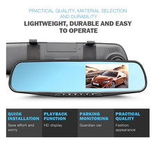 Load image into Gallery viewer, 4.3In Dash Cam Car DVR 24H HD 1080P Dash Camera Dual Lens Video Recorder 1080PCycle Dashcam Mirror Driving Recorder
