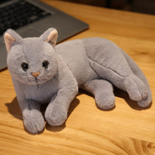 Load image into Gallery viewer, 4 Colors 31cm INS Like Real Prone Cat Plush Doll Stuffed Pure Colors Grey White Yellow Kitten Toy Pets Animal Kids Gift

