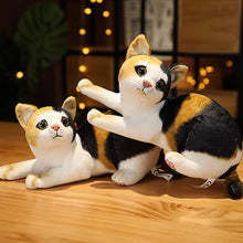 Load image into Gallery viewer, 4 Colors 31cm INS Like Real Prone Cat Plush Doll Stuffed Pure Colors Grey White Yellow Kitten Toy Pets Animal Kids Gift
