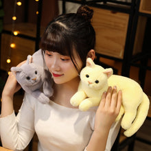 Load image into Gallery viewer, 4 Colors 31cm INS Like Real Prone Cat Plush Doll Stuffed Pure Colors Grey White Yellow Kitten Toy Pets Animal Kids Gift
