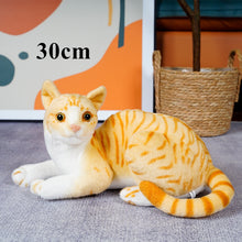 Load image into Gallery viewer, 4 Colors 31cm INS Like Real Prone Cat Plush Doll Stuffed Pure Colors Grey White Yellow Kitten Toy Pets Animal Kids Gift
