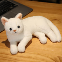 Load image into Gallery viewer, 4 Colors 31cm INS Like Real Prone Cat Plush Doll Stuffed Pure Colors Grey White Yellow Kitten Toy Pets Animal Kids Gift
