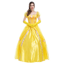 Load image into Gallery viewer, Halloween Princess Dress Yellow Fairy Suit European Retro Royal Court Clothes Fairy Tale Theme Costume Stage Costume Singer Clothes
