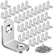 Load image into Gallery viewer, 40PCS L Bracket Corner with 80PCS Screws, Corner Bracket, Angle Bracket Fastener for Wood Furniture Bedframe Cabinet
