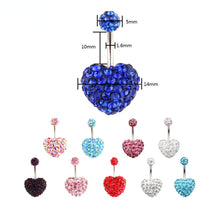 Load image into Gallery viewer, Heart Double Side Belly Piercing Rings Surgical Steel Crystal Disco Ball Belly Button Ring Navel Piercing Body Jewelry
