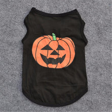 Load image into Gallery viewer, Dog Puppy Clothes XS S M L Cotton T-shirt Sleeveless Pumpkin Pattern Costumes Pet Halloween Apparel
