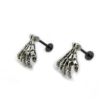 Load image into Gallery viewer, Labret Skull Hand Bone Stud Earrings Stainless Steel Piercing Ornaments Punk Jewelry
