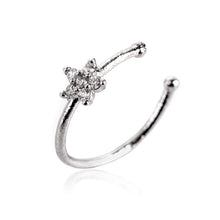 Load image into Gallery viewer, Piercing Jewelry Fashion Exquisite Zircon Nose Ring Silver 6 Diamond Flower Shape Nose Stud

