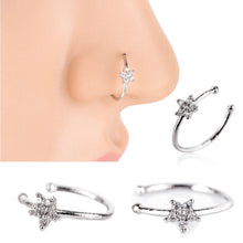 Load image into Gallery viewer, Piercing Jewelry Fashion Exquisite Zircon Nose Ring Silver 6 Diamond Flower Shape Nose Stud
