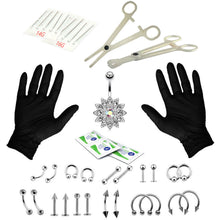 Load image into Gallery viewer, Hot 14G 16G Multiple Combination Piercing Tool Set Nose Stud Ear Studs Belly Ring Labret

