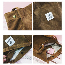Load image into Gallery viewer, Women Canvas Corduroy Tote Bags Handbag Ladies Travel Messenger Shoulder Bag

