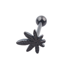 Load image into Gallery viewer, Stainless Steel Tongue Pin Piercing Jewelry Tongue Ring Leaves Tongue Pin Ear Bone Stud
