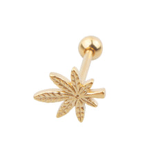 Load image into Gallery viewer, Stainless Steel Tongue Pin Piercing Jewelry Tongue Ring Leaves Tongue Pin Ear Bone Stud
