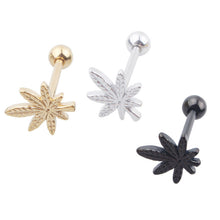 Load image into Gallery viewer, Stainless Steel Tongue Pin Piercing Jewelry Tongue Ring Leaves Tongue Pin Ear Bone Stud
