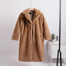 Load image into Gallery viewer, Women Contrast Color Mink Faux Fur Coat Turn Down Collar Winter Fur Lady Long Coat
