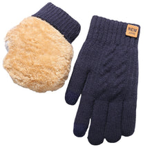 Load image into Gallery viewer, Double-Layer Men's Thickened Fleece-Lined Winter New Touch Screen Gloves Cold-Proof Warm Plush Knitted Gloves
