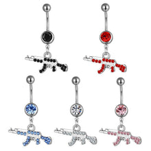 Load image into Gallery viewer, Body Piercing Jewelry Gun-shaped Umbilical Ring Rhinestone Belly Button Nail
