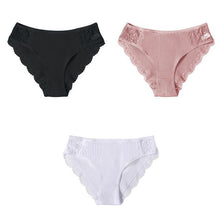 Load image into Gallery viewer, M-XXL 3PCS Women's Cotton Panties Set Floral Lace Briefs Underwear Comfortable Panty for Female Sexy Low-Rise Intimates Lingerie
