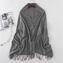 Load image into Gallery viewer, Women's Cashmere-like Solid Color 2023 Autumn and Winter Thickening Tassel Shawl Women's Big Red Scarf

