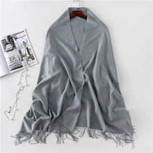 Load image into Gallery viewer, Women's Cashmere-like Solid Color 2023 Autumn and Winter Thickening Tassel Shawl Women's Big Red Scarf
