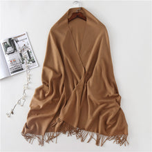 Load image into Gallery viewer, Women's Cashmere-like Solid Color 2023 Autumn and Winter Thickening Tassel Shawl Women's Big Red Scarf
