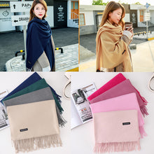 Load image into Gallery viewer, Women's Cashmere-like Solid Color 2023 Autumn and Winter Thickening Tassel Shawl Women's Big Red Scarf
