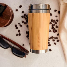 Load image into Gallery viewer, 450ml Bamboo Coffee Cup Stainless Steel Eco-Friendly Thermos Water Bottle Flip Lid Travel Cup Portable For Retirement Gift
