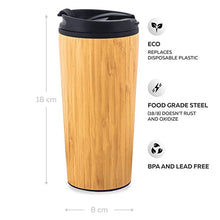 Load image into Gallery viewer, 450ml Bamboo Coffee Cup Stainless Steel Eco-Friendly Thermos Water Bottle Flip Lid Travel Cup Portable For Retirement Gift

