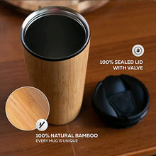 Load image into Gallery viewer, 450ml Bamboo Coffee Cup Stainless Steel Eco-Friendly Thermos Water Bottle Flip Lid Travel Cup Portable For Retirement Gift
