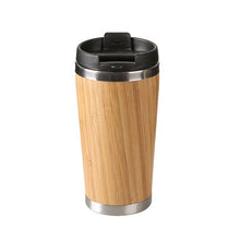 Load image into Gallery viewer, 450ml Bamboo Coffee Cup Stainless Steel Eco-Friendly Thermos Water Bottle Flip Lid Travel Cup Portable For Retirement Gift
