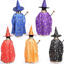 Load image into Gallery viewer, Halloween Children's Cloak Adult Men and Women Show Performance Costume Wizard Witch Five Star Cloak Cloak Hat
