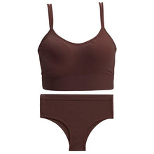 Load image into Gallery viewer, FINETOO Double Shoulder Strap Bra Set Seamless Crop Top Panties Suit Women Sexy Lingerie Female Underwear Wireless Bra Tank Top Bralette
