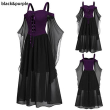 Load image into Gallery viewer, Halloween Dress Masquerade Gothic Victorian Maxi Dress Vintage Lace-up Dress Stylish Cosplay Ball Gown Halloween Costume Medieval Butterfly Sleeve
