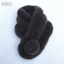 Load image into Gallery viewer, Real Rabbit Fur Scarf Women's Short Scarf Winter Warm Thickened Fur Three-Tube Big Fur Ball
