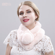 Load image into Gallery viewer, Real Rabbit Fur Scarf Women's Short Scarf Winter Warm Thickened Fur Three-Tube Big Fur Ball
