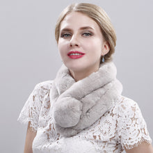 Load image into Gallery viewer, Real Rabbit Fur Scarf Women's Short Scarf Winter Warm Thickened Fur Three-Tube Big Fur Ball
