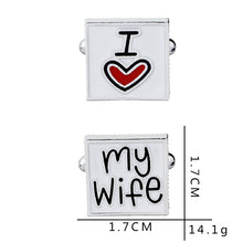 Load image into Gallery viewer, Men's Shirt French Cufflinks Letter I Love My Wife Enamel Cufflinks Valentine's Day Gift Ornament
