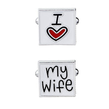 Load image into Gallery viewer, Men's Shirt French Cufflinks Letter I Love My Wife Enamel Cufflinks Valentine's Day Gift Ornament
